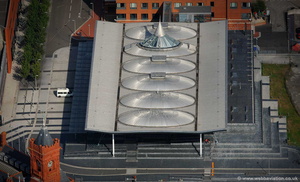 the Senedd Cardiff - Welsh  National Assembly building aerial photograph