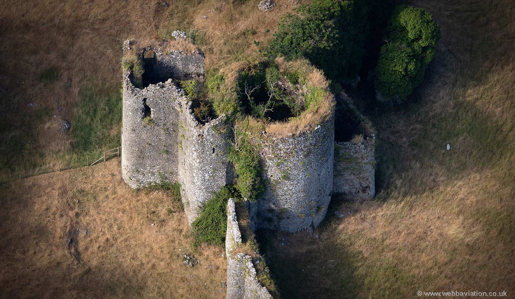 the  great tower at Penrice Castle from the air  