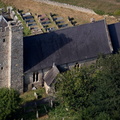 St Rhidian and St Illtyd medieval church in  Llanrhidian from the air  