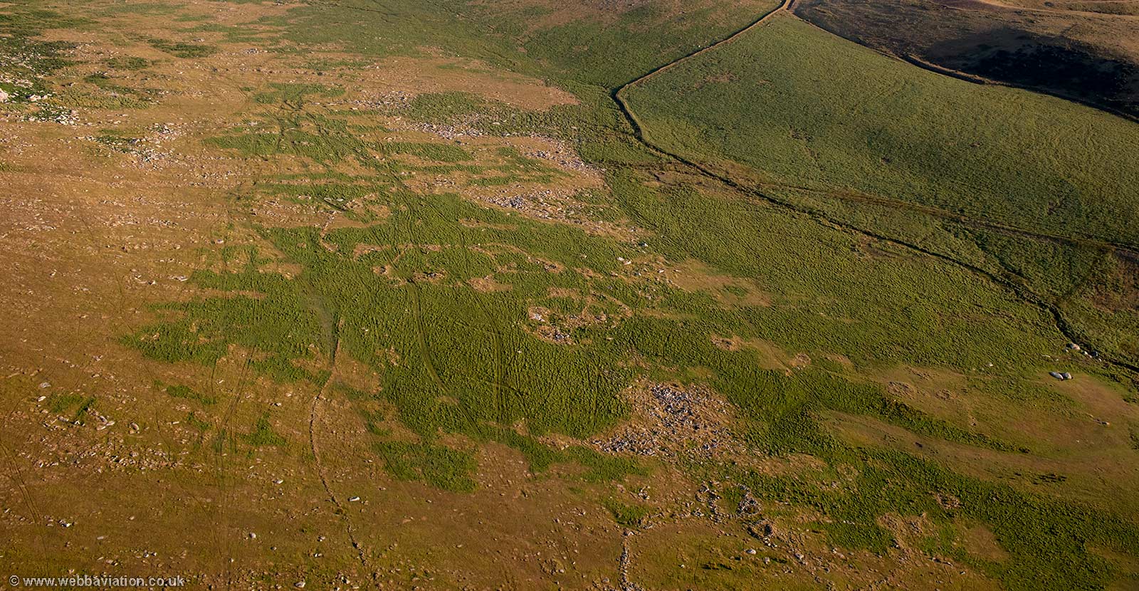  Bronze Age  settlement west of  Little Rough Tor Bodmin Moor Cornwall  from the air