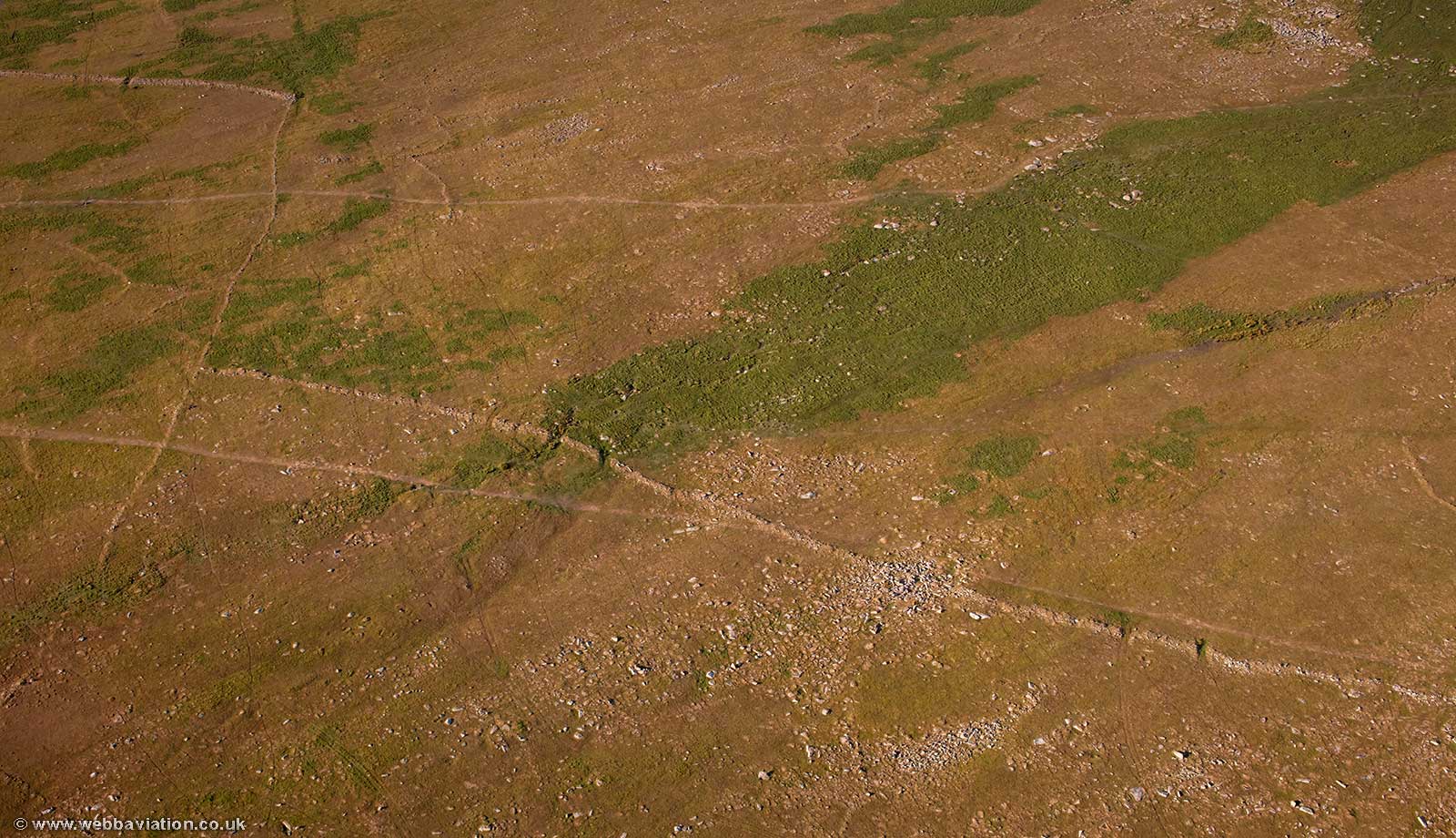 stone rows adjacent Rough Tor on Bodmin Moor   from the air