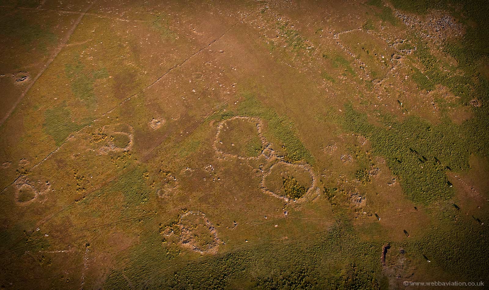 Rough Tor prehistoric settlement from the air