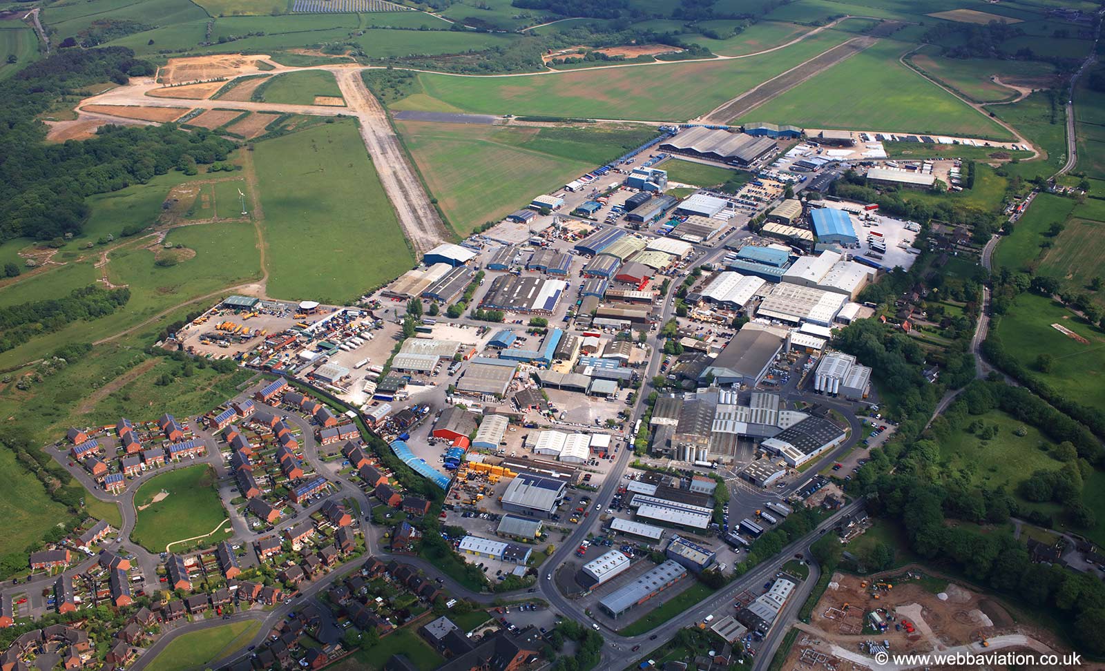former RAF Ashbourne, now the Airfield Industrial Estate Derbyshire from the air