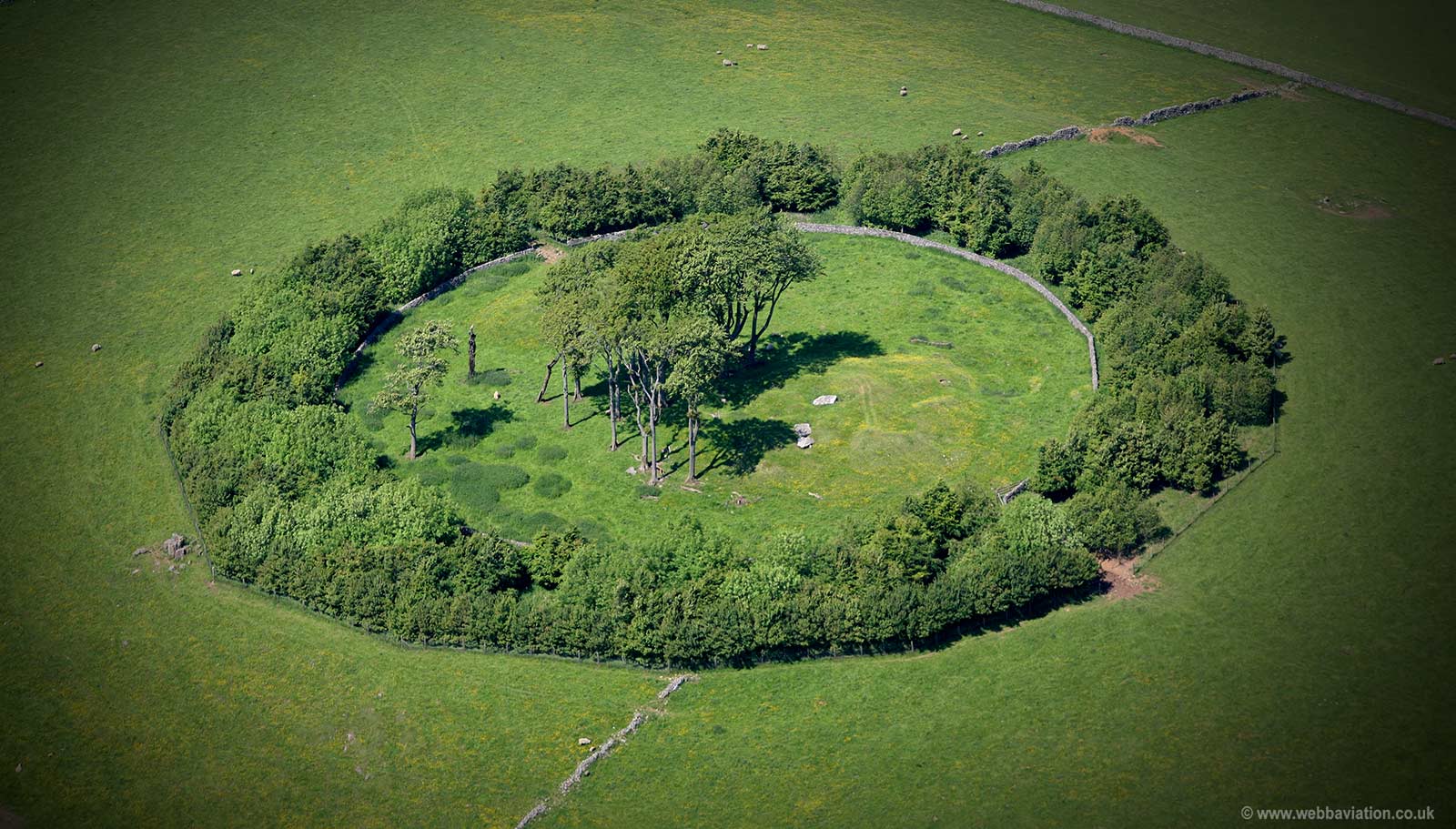 Minninglow ( Minning Low)  Neolithic chambered tomb and Bronze Age bowl barrows Derbyshireaerial photograph