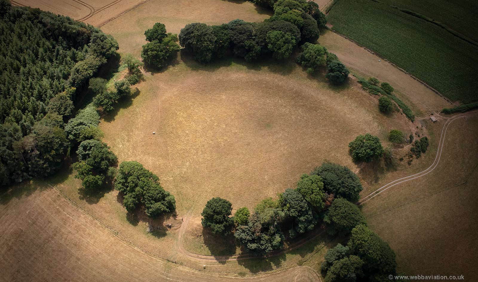 Cadbury Castle  Iron Age hillfort  from the air
