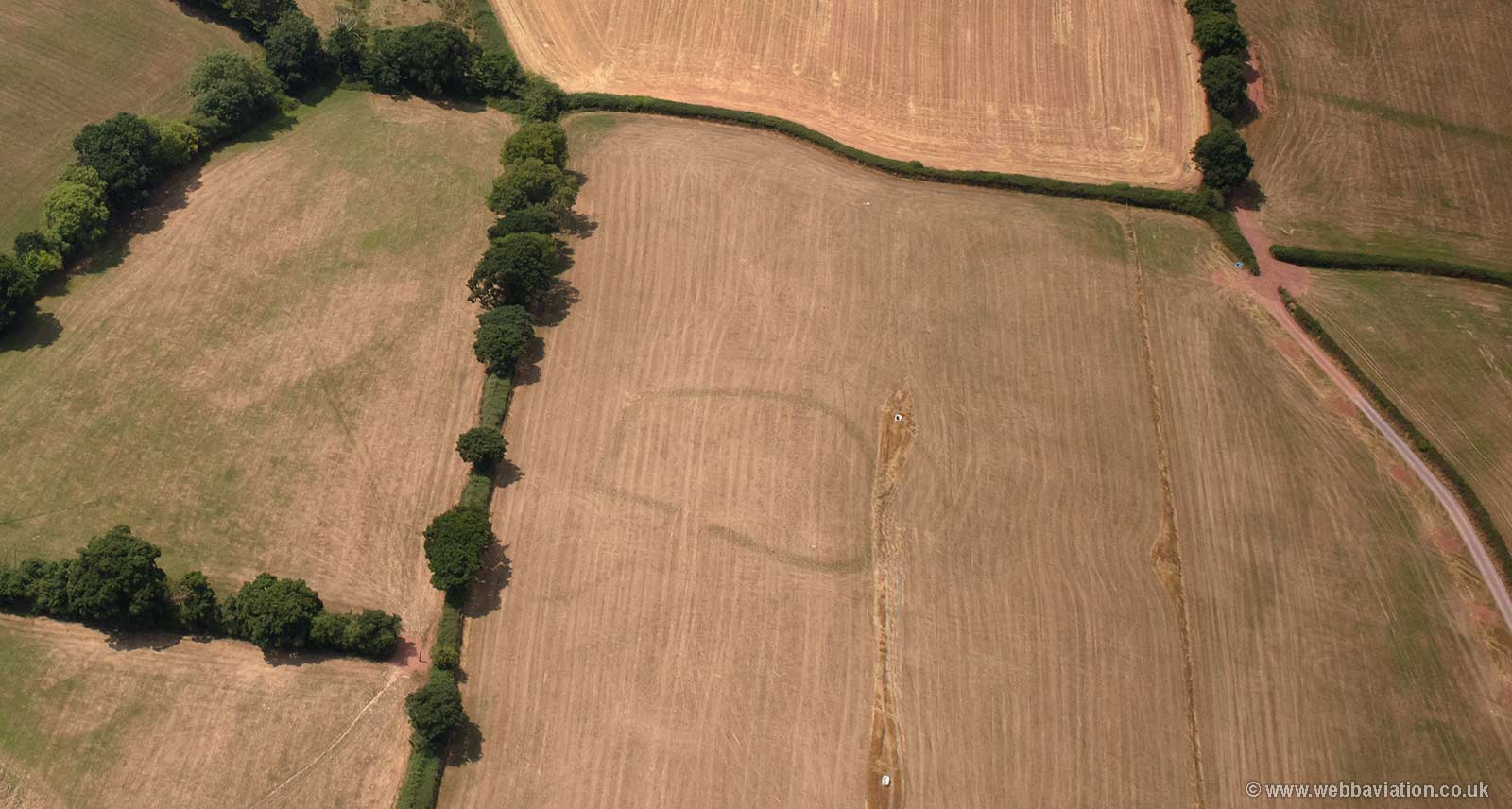parch marks revealing a prehistoric enclosure from the air