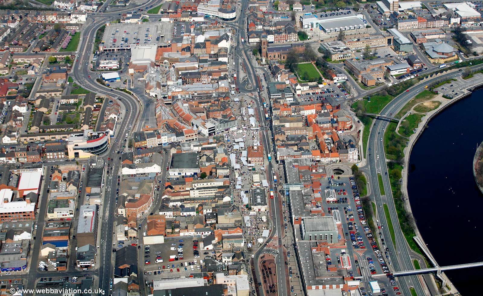 Stockton-on-Tees town centre  aerial photograph