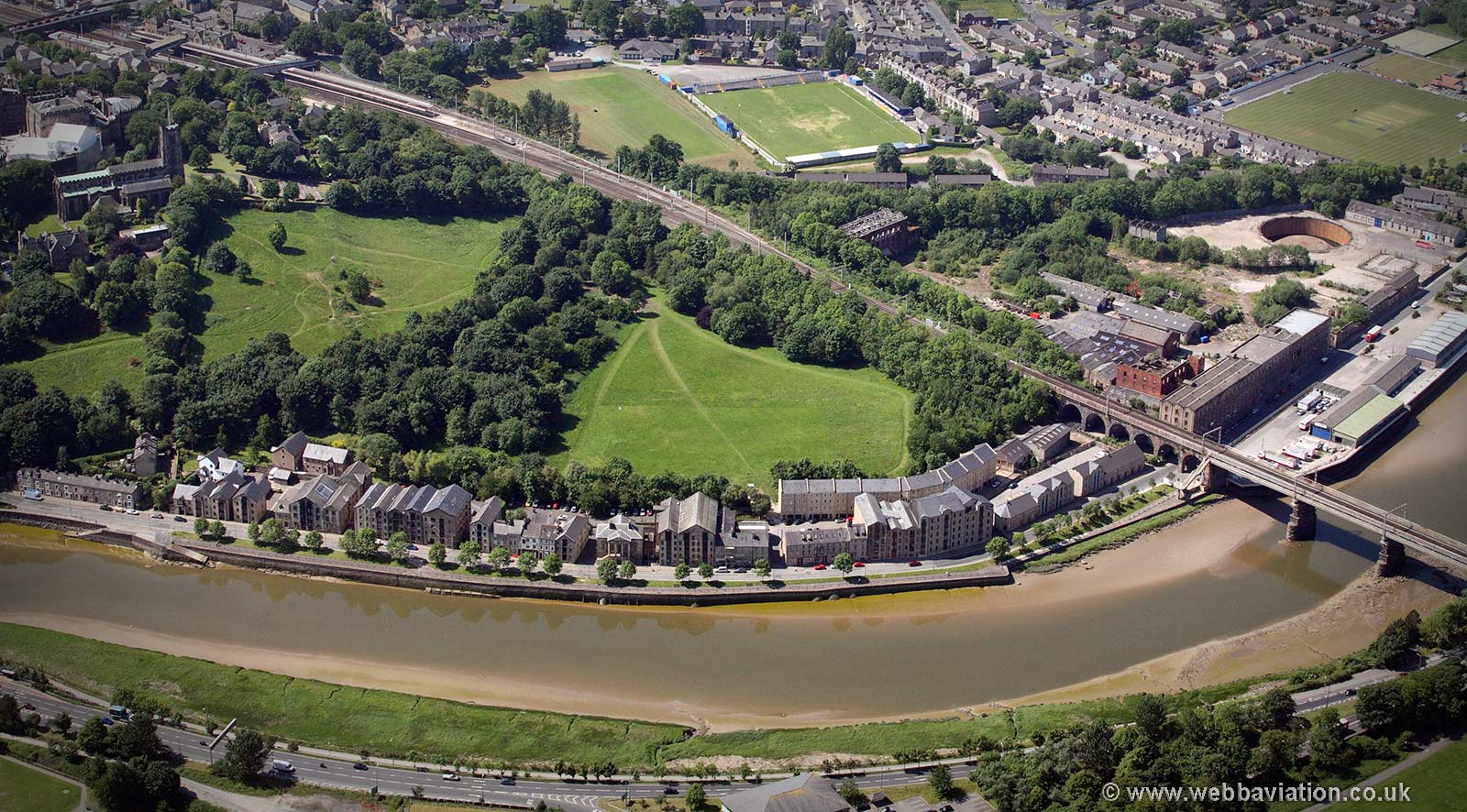 River Lune apartments, Lancaster,  from the air