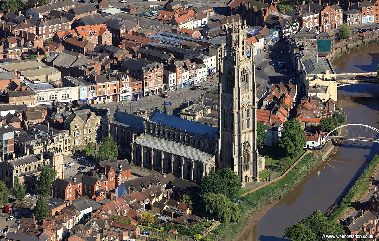 St Botolph's Church, Boston England UK from the air 