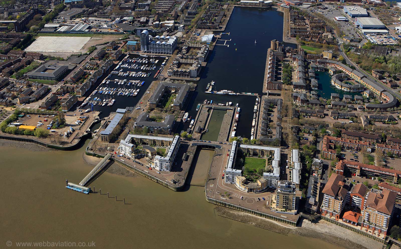 Greenland Dock Rotherhithe  London  from the air