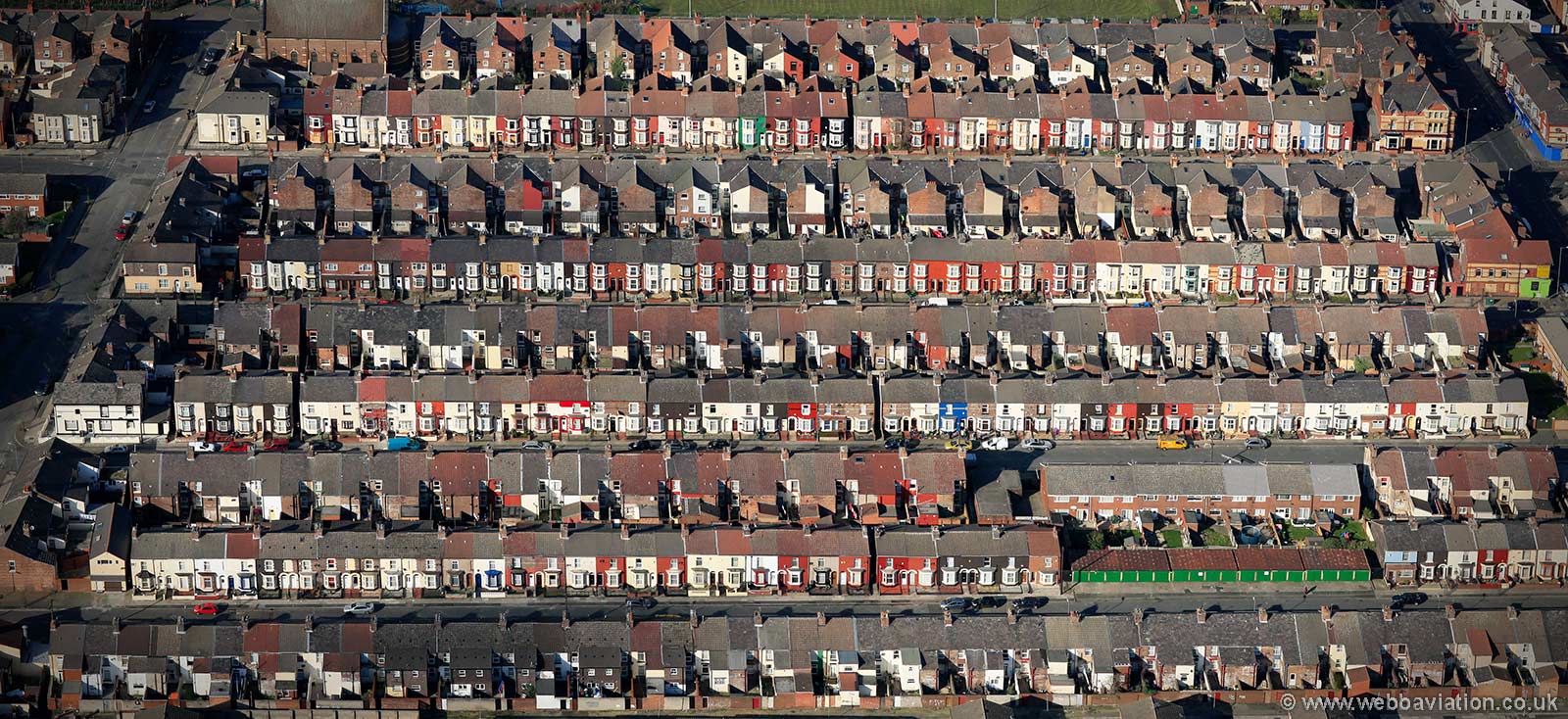 terraced houses Liverpool aerial photo