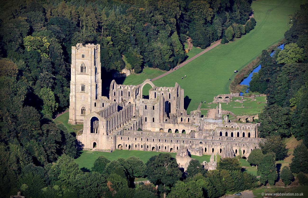 Fountains Abbey Yorkshire  ( National Trust  )  aerial photograph