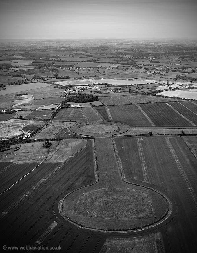 Thornborough Henges neolithic monument in Yorkshire England UK aerial photograph