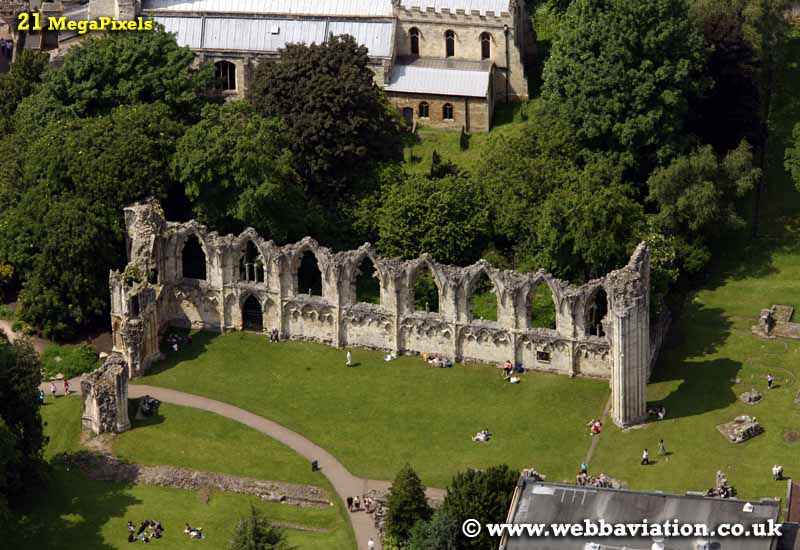 St Mary's Abbey York  Yorkshire England UK aerial photograph