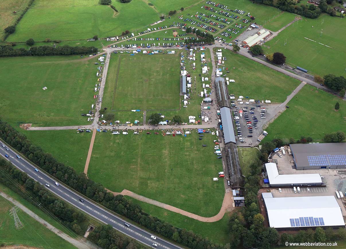 car boot sale Oswestry Showground  aerial photograph