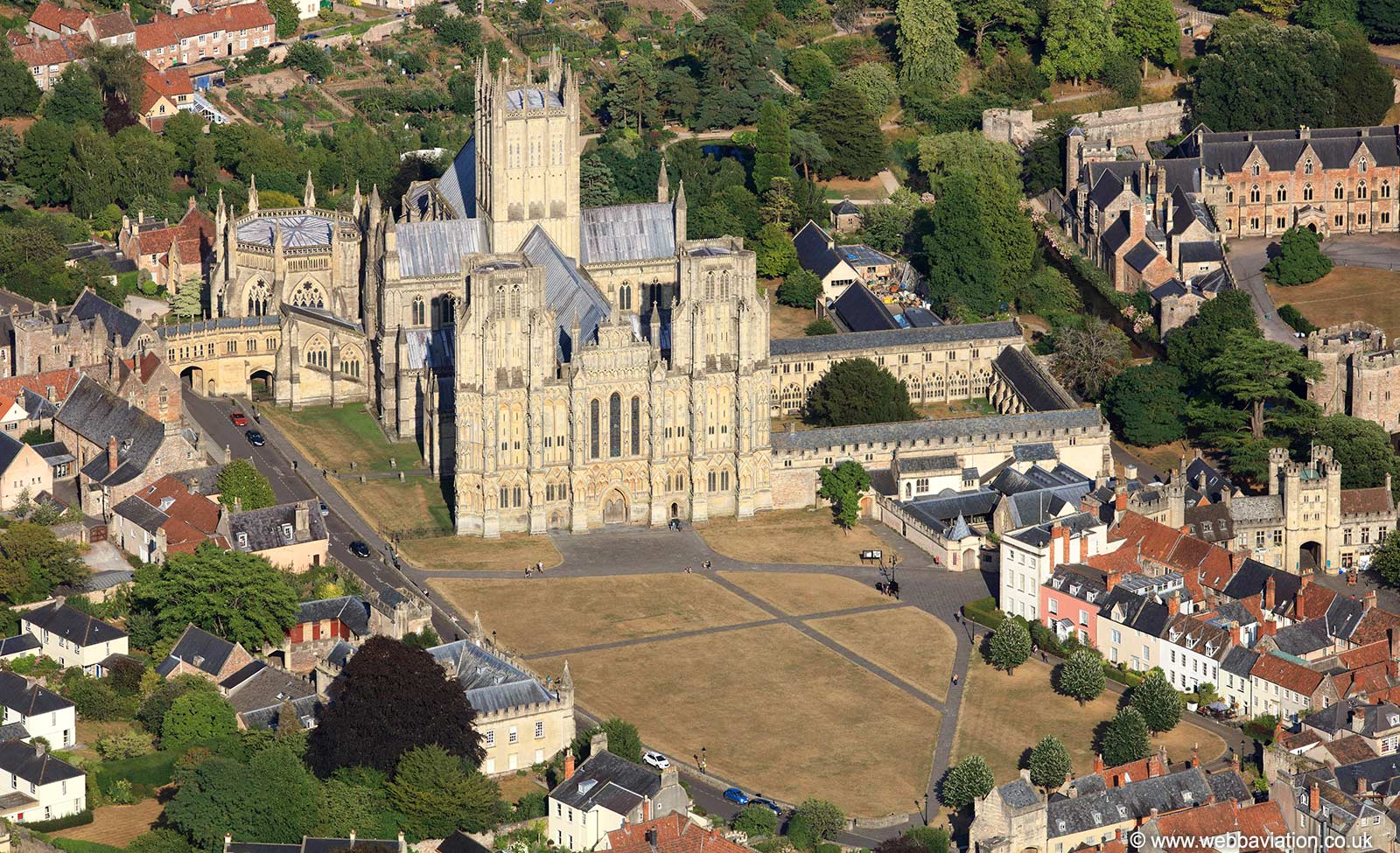  Wells Cathedral  from the air
