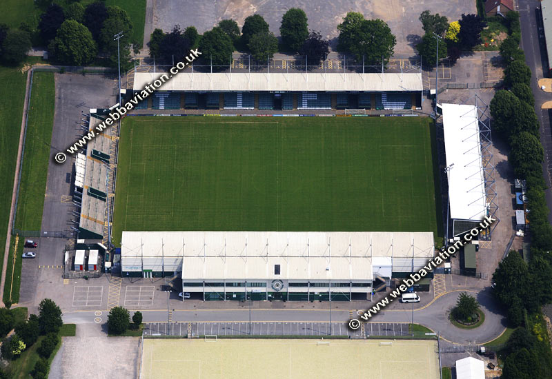 Huish Park  football stadium Yeovil, aerial photograph 