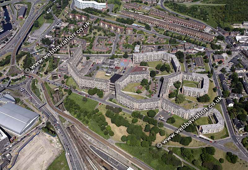 Parkhill flats  Sheffield Yorkshire  England UK aerial photograph