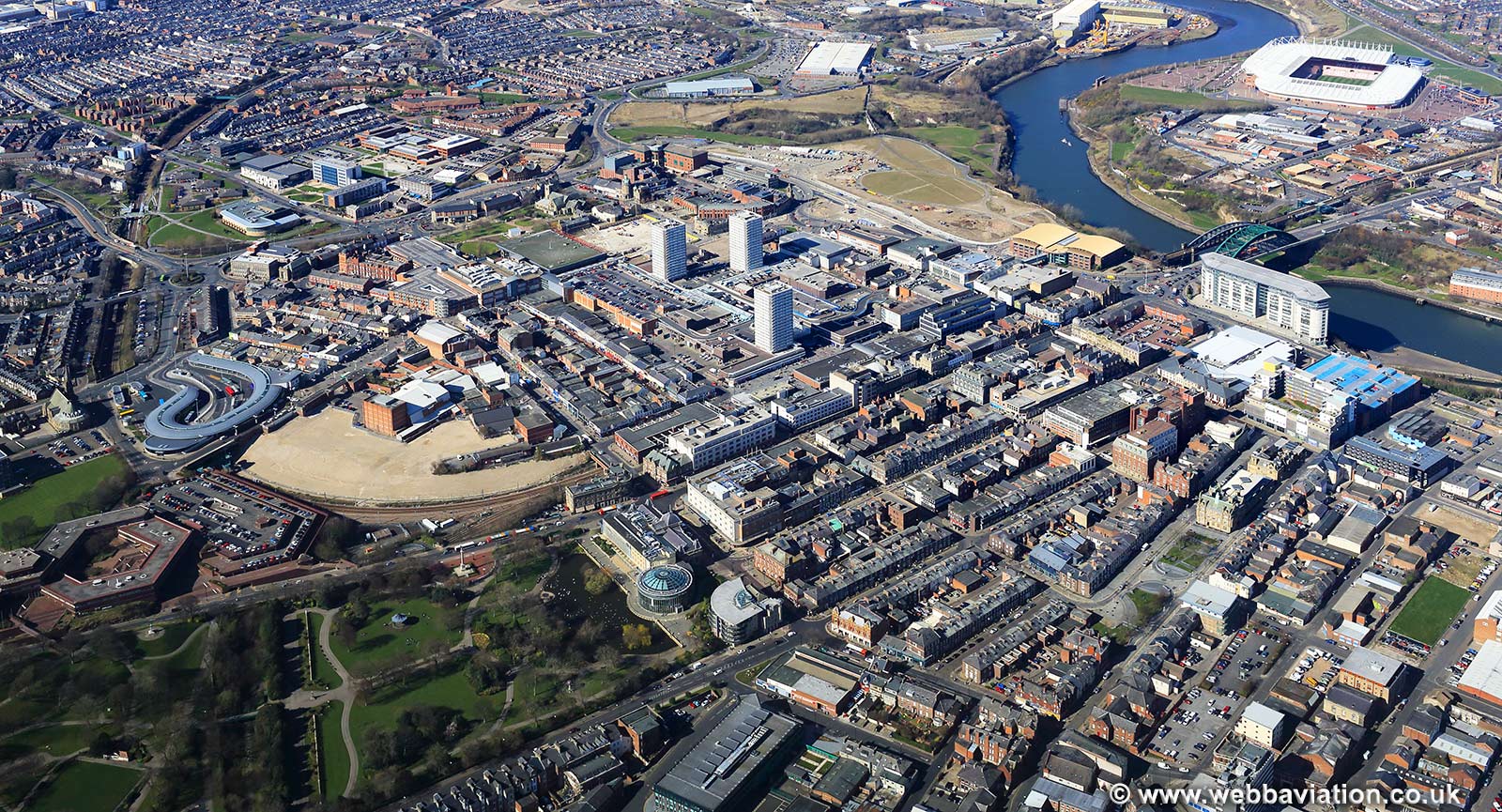 Sunderland city centre aerial photograph