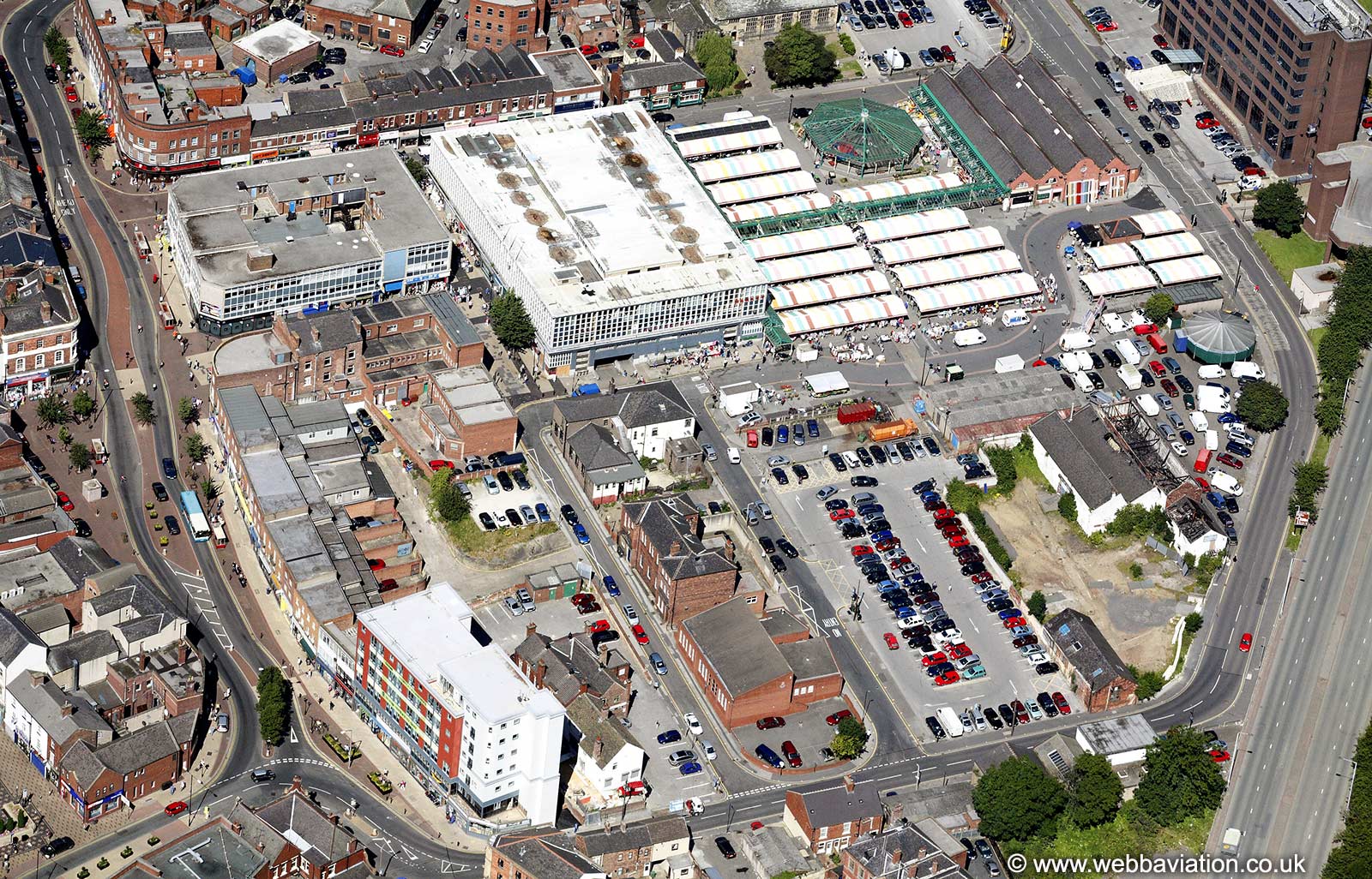  the old Wakefield market area taken in 2007 before it was replaced with  Trinity Walk  shopping centre, Wakefield from the air 