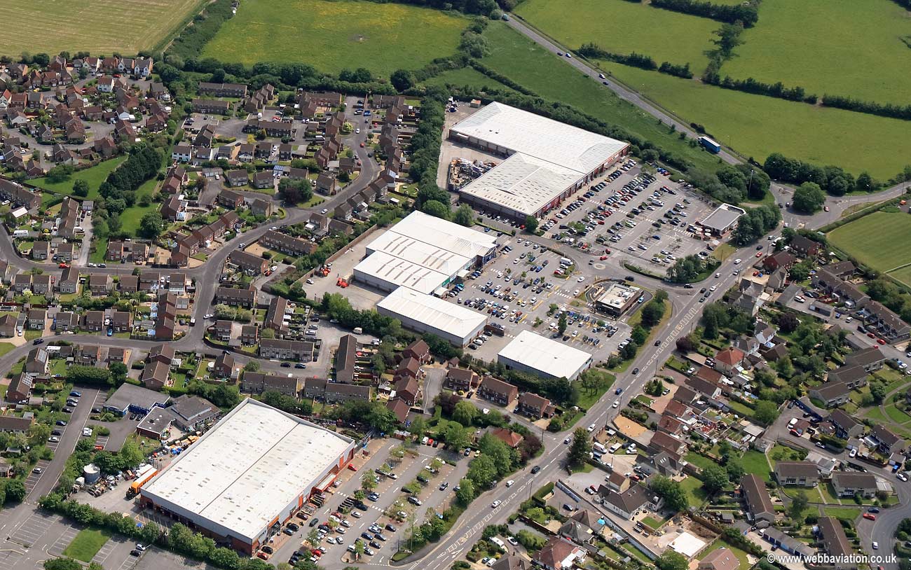Spitfire Retail Park Trowbridge BA14 0RQ   Wiltshire aerial photograph