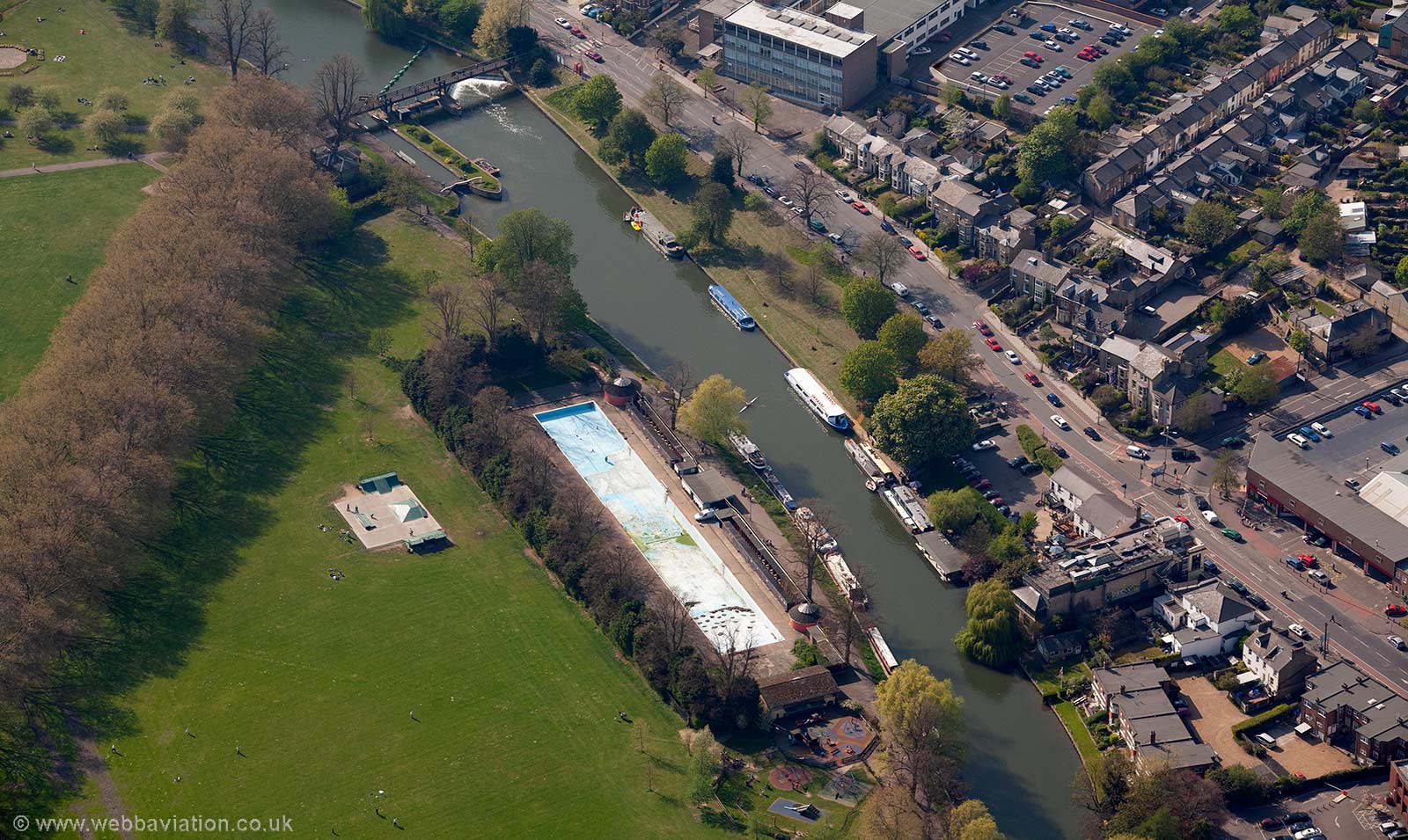 River Cam by Jesus Green, Cambridge  from the air