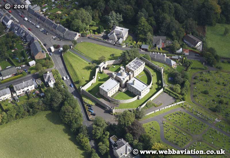 Jedburgh Castle Scotland  UK aerial photograph