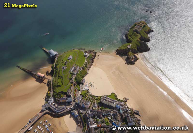 Tenby Castle  Pembrokeshire  Wales aerial photograph 