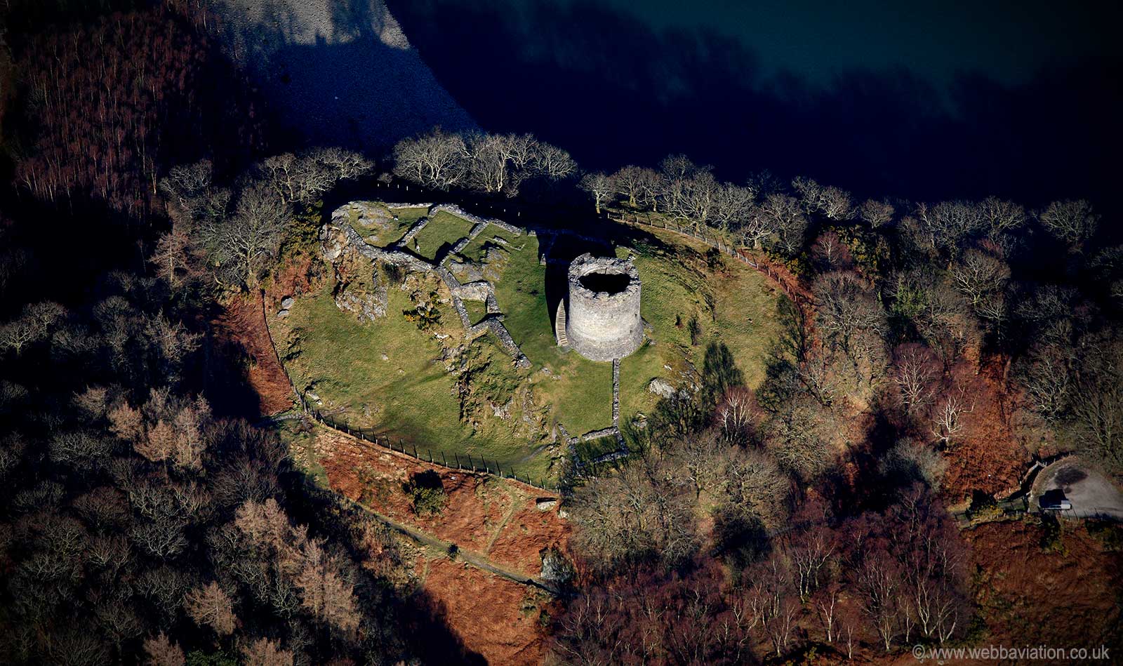 Dolbadarn Castle Llanberis Pass Wales from the air 