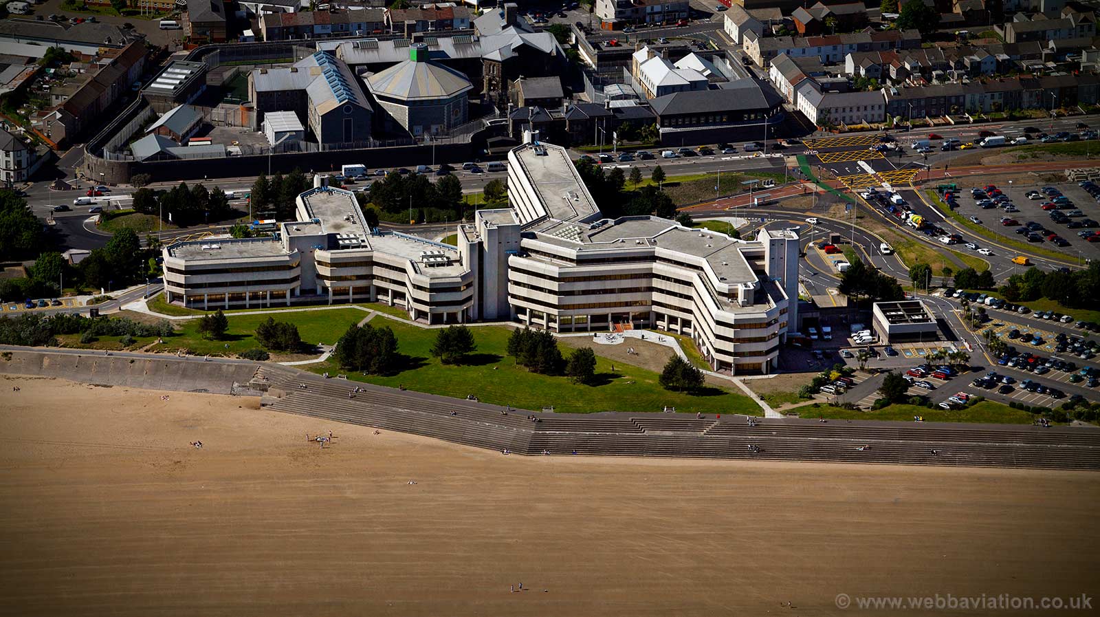 Civic Centre, Swansea Wales aerial photograph