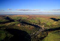 aerial
                            photograph of Hebden Bridge , in the
                            Pennines , West Yorkshire England UK