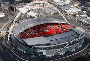 aerial
                    photograph of wembley stadium London