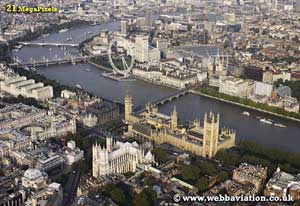 aerial photograph
                    of the houses of parliament westminister london