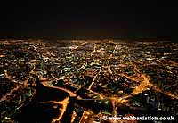 Manchester night aerial photo