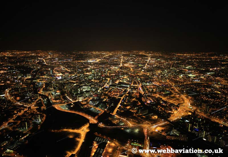 night aerial
              photograph of Manchester